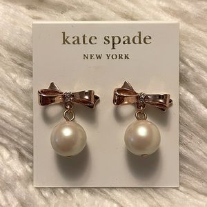 Kate Spade 14k rose gold fill Bow & Pearl Earrings